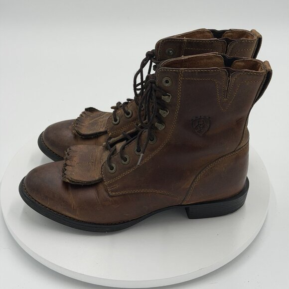 Ariat Heritage Lacer Paddock Boots Womens 6.5 B Brown Leather Western Work Barn - Picture 1 of 10